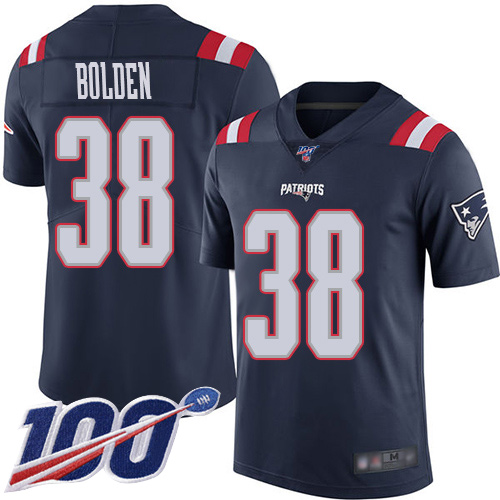 New England Patriots Football #38 100th Season Limited Navy Blue Men Brandon Bolden NFL Jersey->youth nfl jersey->Youth Jersey